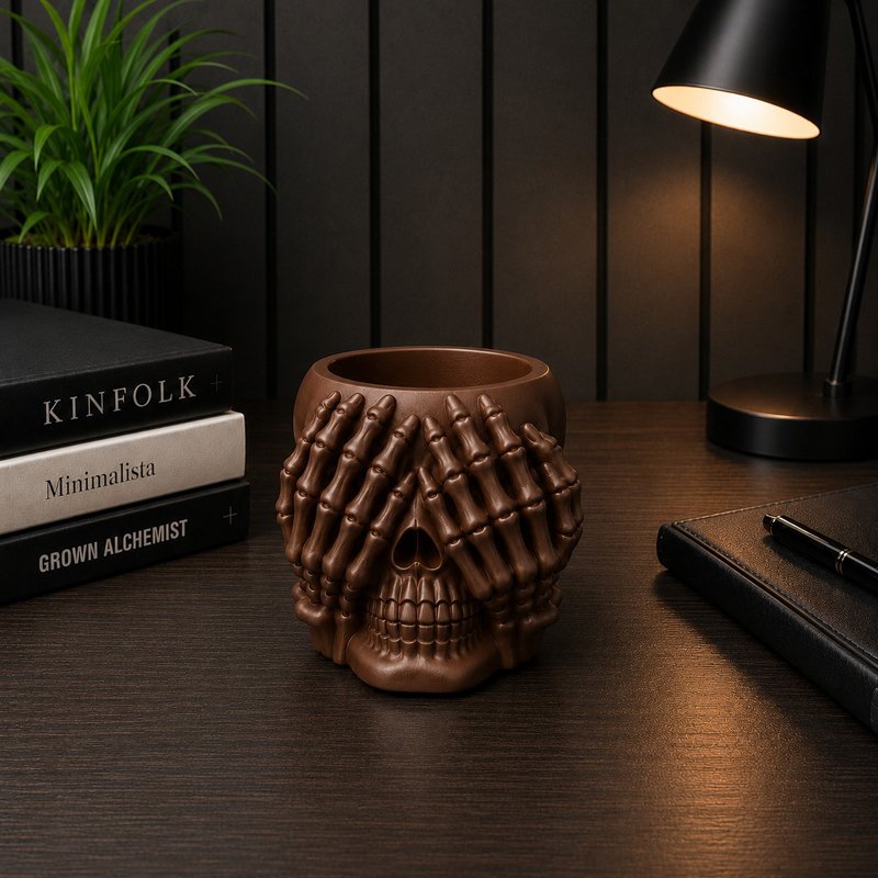 HANDS ON EYES SKULL